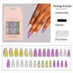 30 Pcs Press on Nails Coffin Fake Nails Ballerina Artificial Nail Art - easy apply