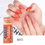 Almond shaped Magic Photochromic Fake Nails Color changing from Cameo Brown to Orange