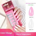 Almond shaped Press ON Nails Color Change With Temperature off-white to Pink A076-E15