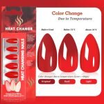 Magic Color Changing due to the Temperature Almond shaped press on nails Red A073-E418