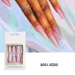 Womens Long Coffin Press On Nails wine red, Neon,Glitter