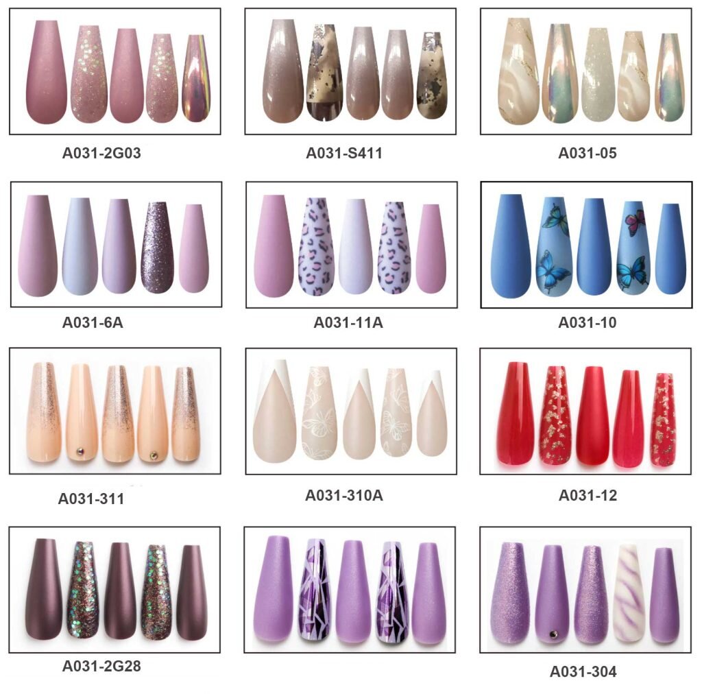 extra long Ballerina shaped press on nail 30 pcs in 10 sizes